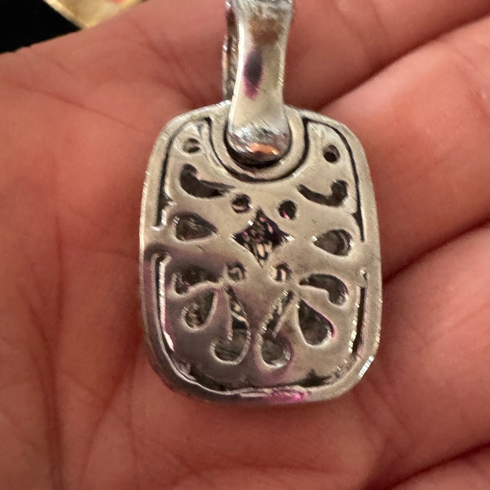 Silver Pave Square Rhinestone Pendant Enhancer - Picture 4 of 11